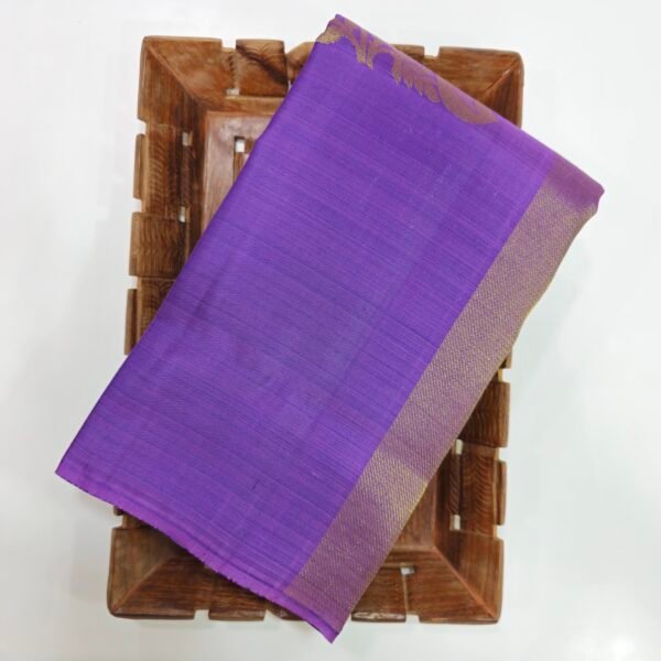 Royal Violet with Gold Zari Peacock Motifs (Soft Fancy Butta)