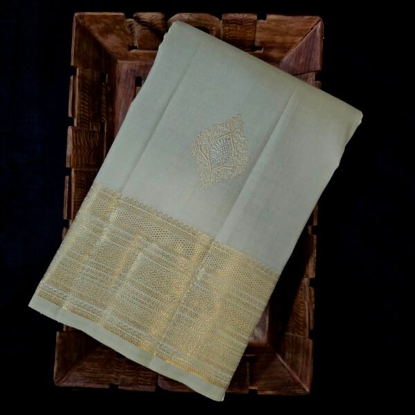 Pastel Sage with Gold Zari Elegance (Dhant D/W Big Border Butta)